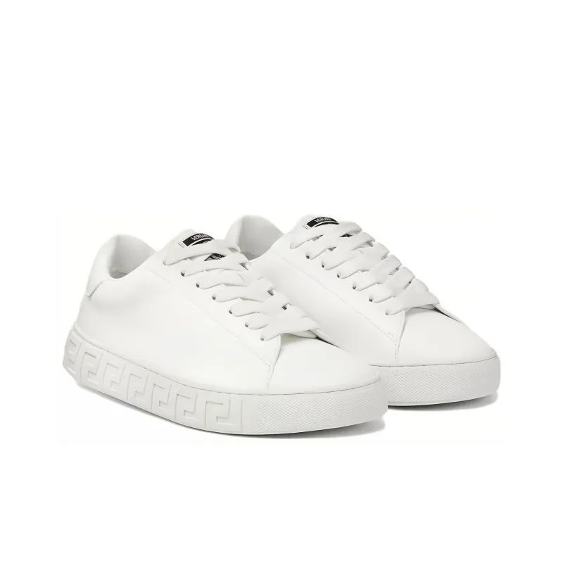 VERSACE Greca-embossed Leather Sneakers-1