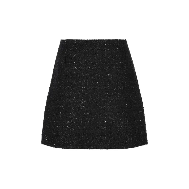 Valentino Garavani Tweed Logo Plaque Mini Skirt-1
