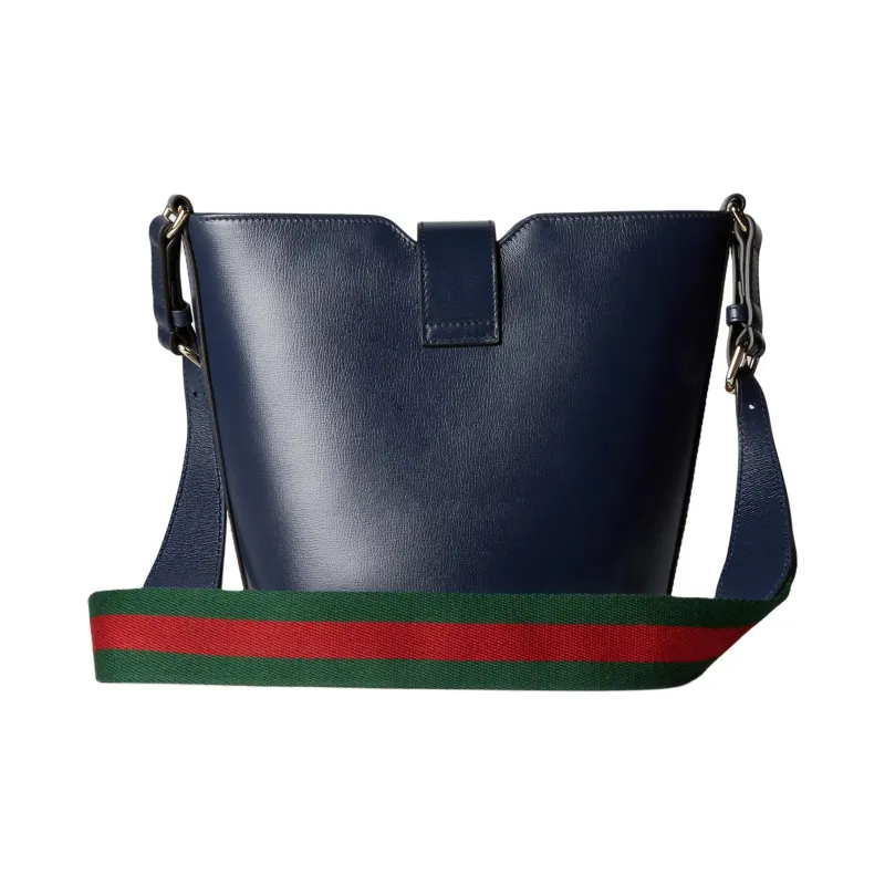 GUCCI Leather Bucket Bags Shoulder Bag Crossbody Bag Mini Women's Blue-3