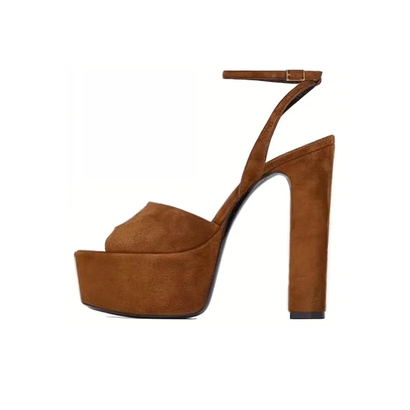 SAINT LAURENT Jodie Platform Sandals Brown Women's-0