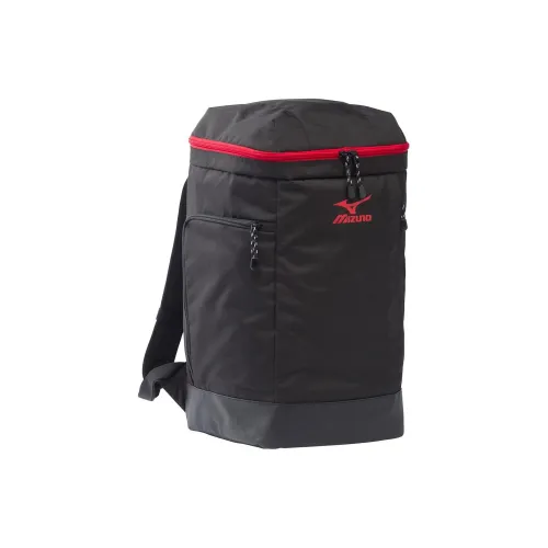 Mizuno Polyester Bonded Synthetic Leather Backpack Regular Unisex Black Red