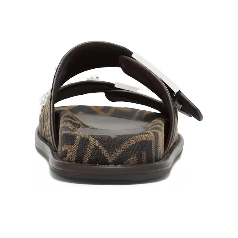 FENDI Ff Jacquard Buckle Detailed Slides Women's-4
