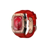 Rose Bezel Black Case, Red Strap