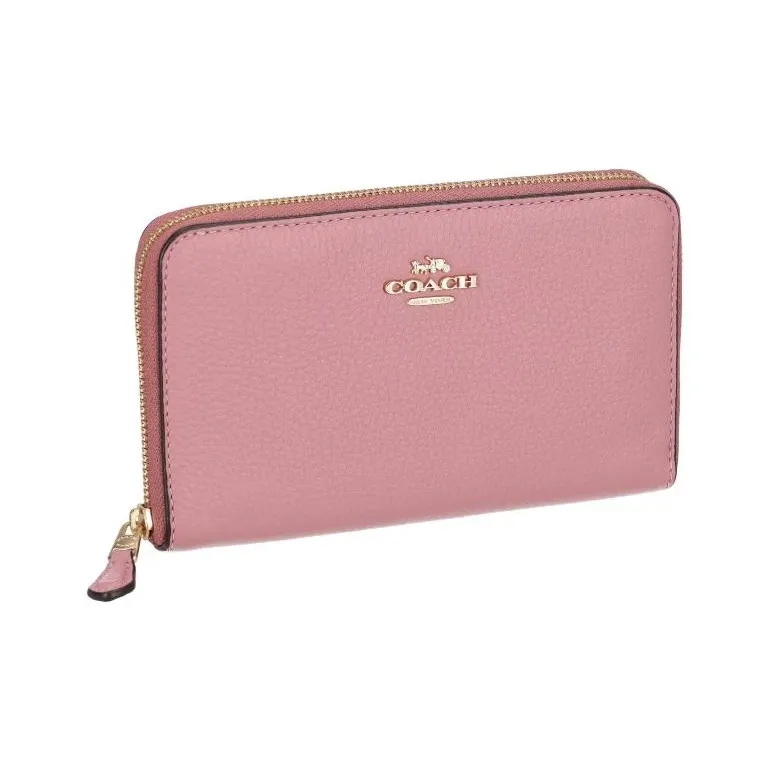 COACH Zip Around Leather Circumferential Zip Closure, Wallet, Card Holder Medium Size Women's Pink-2
