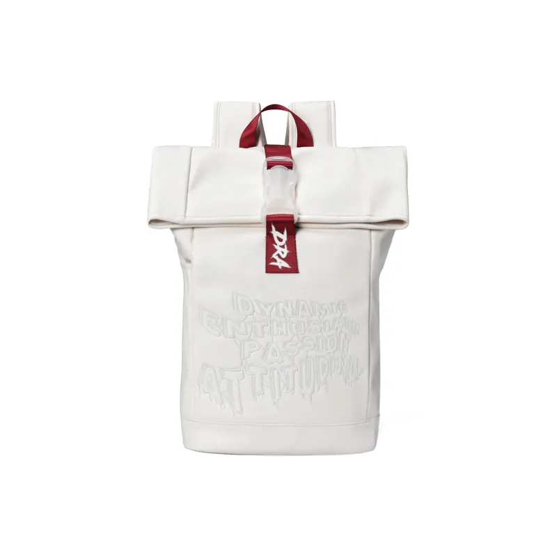 DRACONITE PU Student Backpack Regular Unisex White Red Color Blocking-1