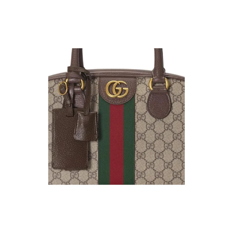 GUCCI Canvas With Leather Binding Bowling Bag Handbag Shoulder Bag Crossbody Bag Travel Bag Medium Size Men's Ebony-7