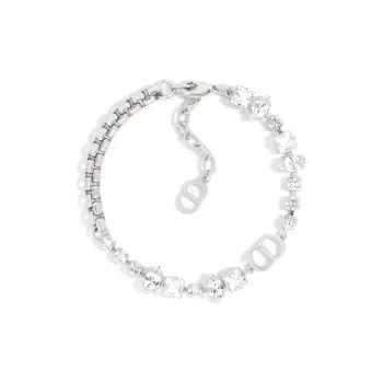 DIOR Brass Faux Crystal Bracelets Men's Silver
