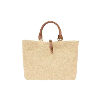 Chloe Marcie Calfskin Tote Bag Shopping Bag Handbag Women's Natural