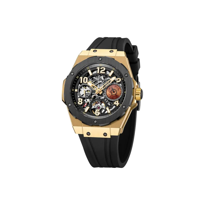 Welly Merck Automatic Mechanical Movement Silicone Strap Watch Men's Watches Cut Out Dial-10