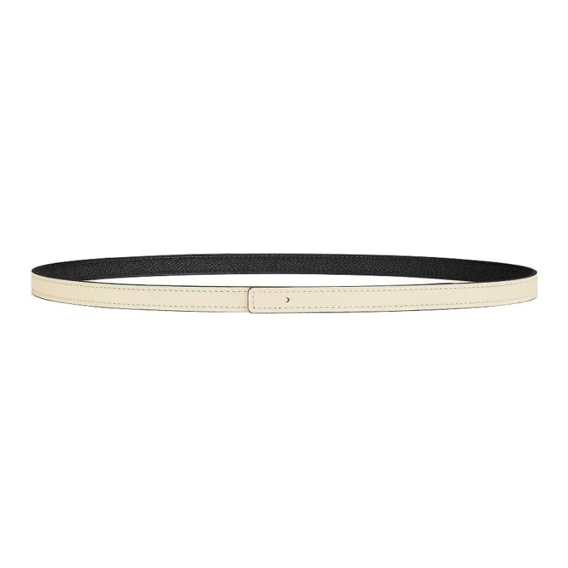 HERMES Solid Color Design Leather Belts Women's White -0