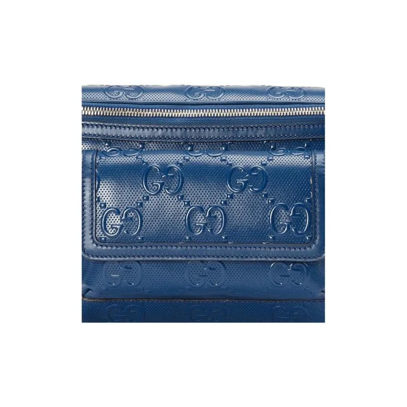 GUCCI Leather Sling Bag, Fanny Pack Regular Men's Blue-6