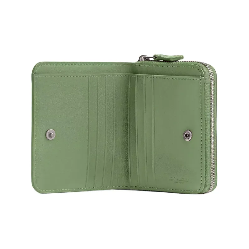 COACH Billfold Wallet Premium Calfskin Wallet Mini Women's Silver & Light Happy Fruit Color-1