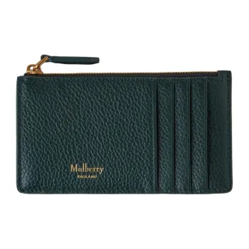 Mulberry Small Grain Leather Card Holder Women's Classic Green