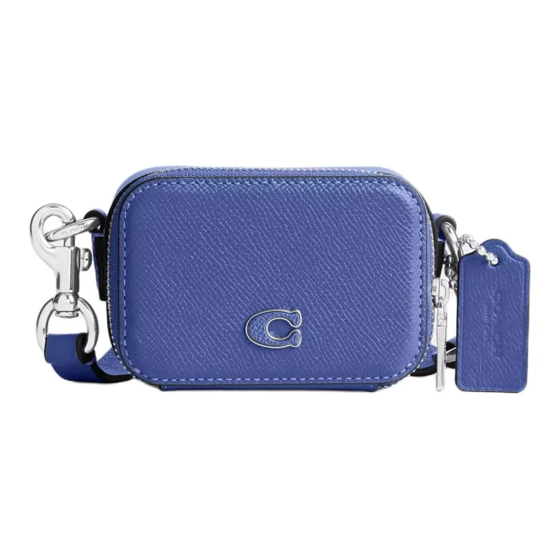 COACH Cross Grain Leather Shoulder Bag, Crossbody Bag Mini Men's Blueberry-0