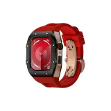 Black Bezel Rose Case, Red Strap