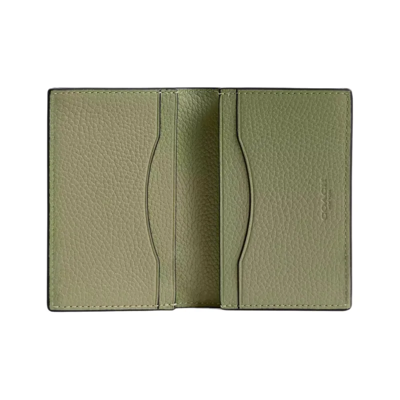 COACH Leather Card Holder Regular Men's Moss Green-1