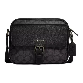 COACH Hudson Canvas With Leather Shoulder Bag Crossbody Bag Medium Size Men's Cannon Copper & Charcoal & Black