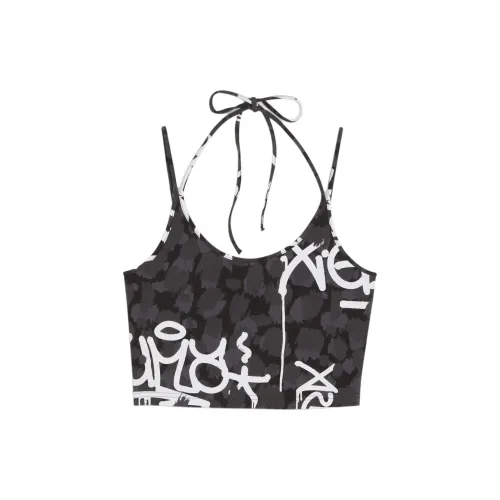 PUMA All-Over Print Crop Camisoles Women's Black