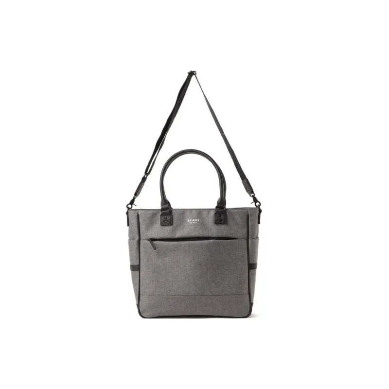 Beams Polyester Bonded Synthetic Leather Shoulder Bag Crossbody Bag Handbag Men's Charcoal Gray/Black-0