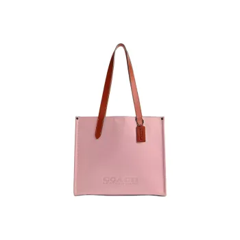 COACH Relay Polished Pebbled Leather Tote Bag Shopping Bag Shoulder Bag Handbag Large Size Men's Light Pink