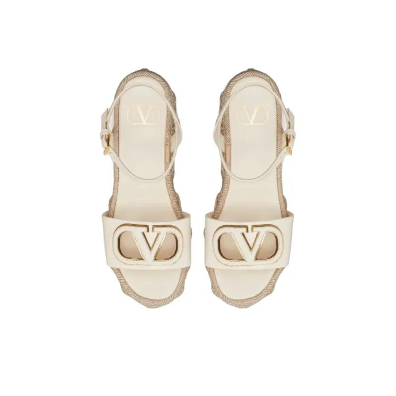 Valentino Vlogo Strap Sandals 11cm Women's White-3