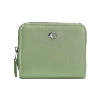COACH Billfold Wallet Premium Calfskin Wallet Mini Women's Silver & Light Happy Fruit Color