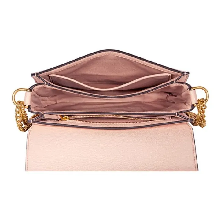 TORY BURCH Leather Crossbody Bag Shoulder Bag Women's Apricot-4