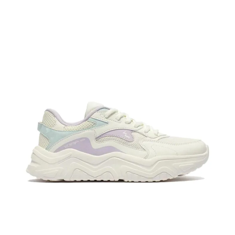 361° Cushioning Wear-Resistant Low-Top Casual Shoes Women's White Purple-1