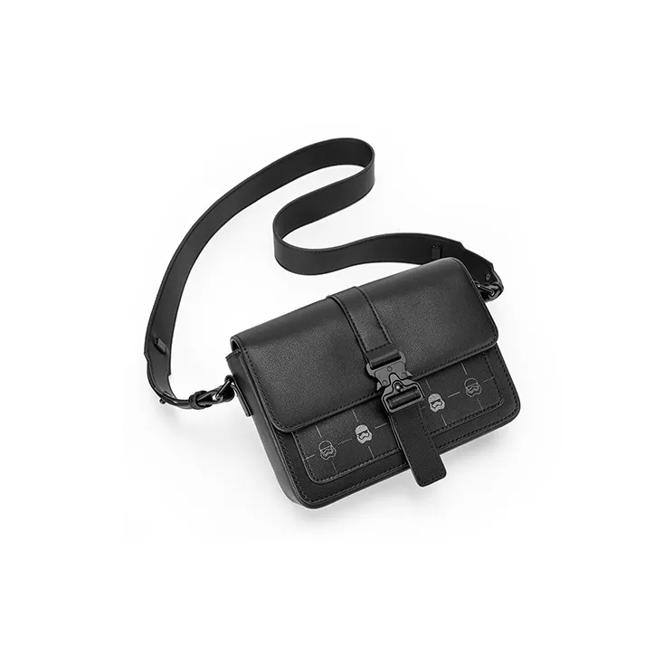 GUDI Cowhide Leather Material Minimalist Style Small Square Bag Crossbody Bag Regular Men's Black-7