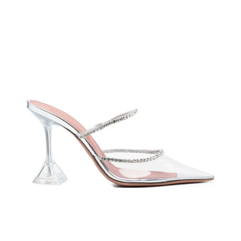 AMINA MUADDI Gilda 95mm Glass PVC Mule Transparent-1