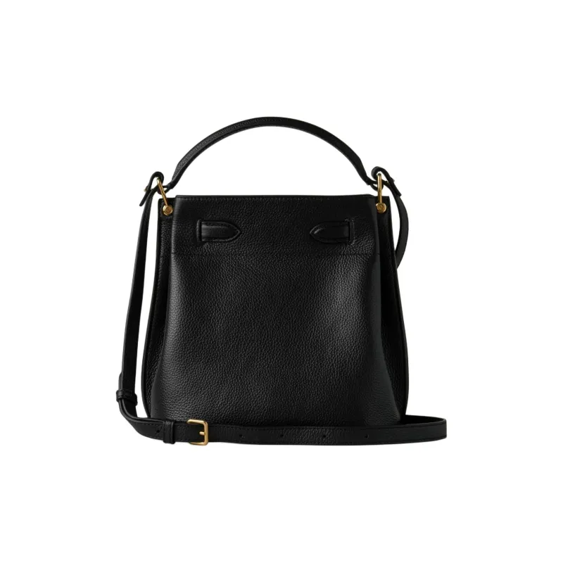 Mulberry Grained Leather Bucket Bags Shoulder Bag Crossbody Bag Handbag Small Size Women's Black-2