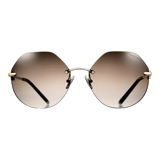 TIFFANY & CO. Metal Irregular Shape Sunglasses Women's Light Gold-1