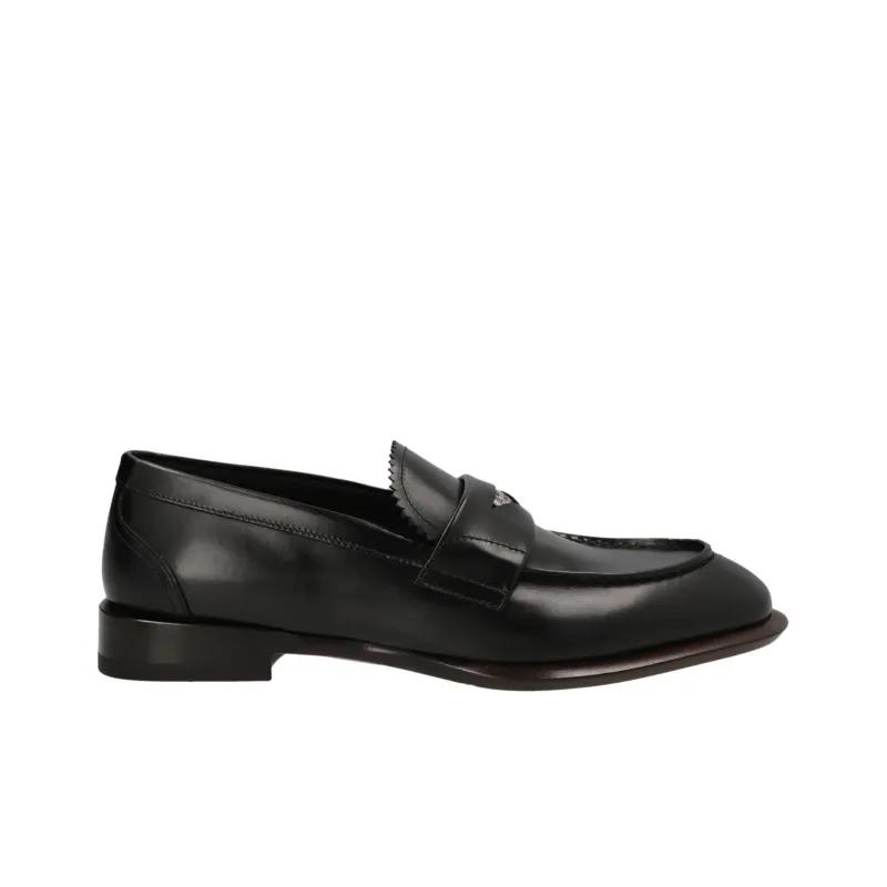Alexander McQueen Leather Coin Embellished Penny Loafer Black-1