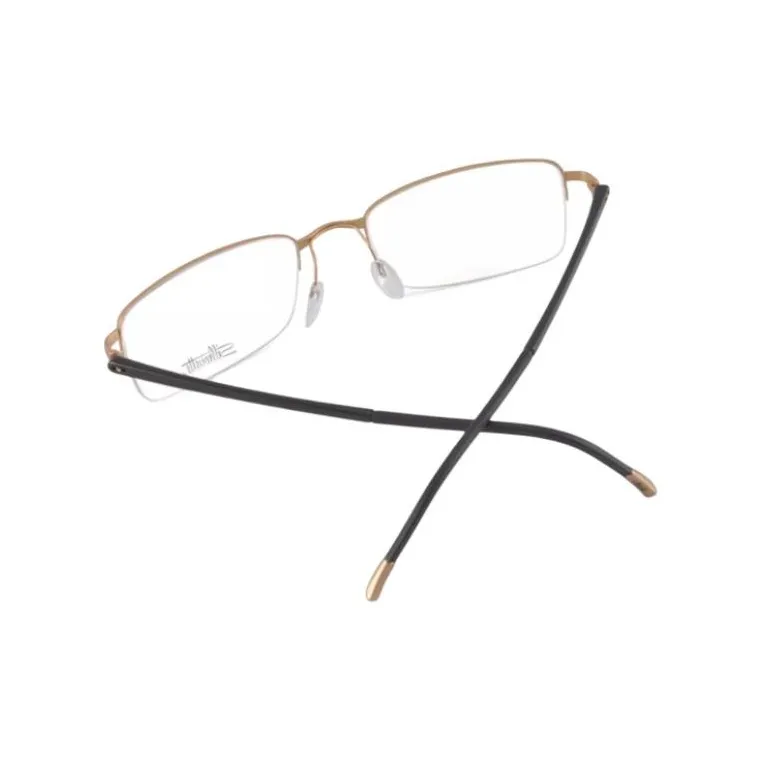 SILHOUETTE Titanium Rectangular Eyeglass Frames Men's Gold-2