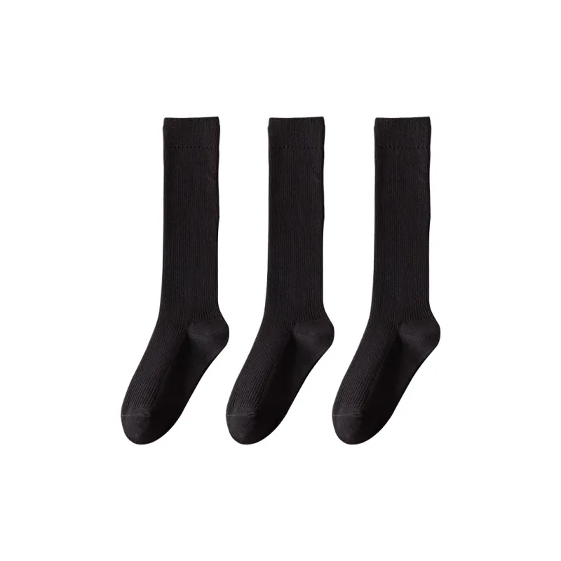MANCHU Mid Calf Socks Women's 3 Pack Black-2