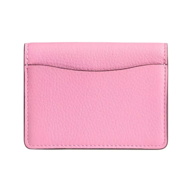 COACH Flap Card Case Leather Shoulder Bag Crossbody Bag Card Holder Mini Women's Silver & Bright Pink-1