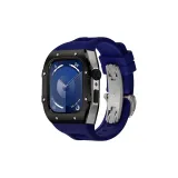 Black Bezel Silver Case, Blue Strap