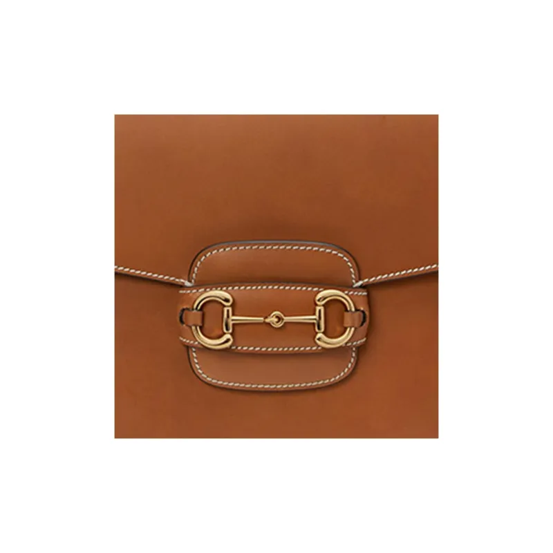 GUCCI Horsebit 1955 Leather Messenger Bag Crossbody Bag Shoulder Bag Men's Brown-7