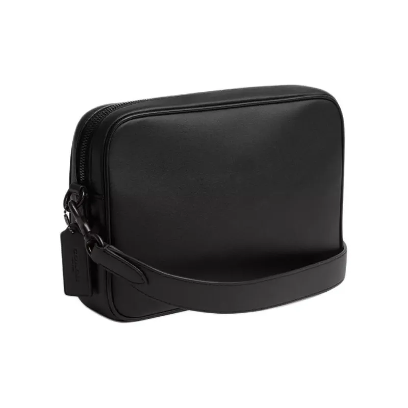 COACH Charter Leather Shoulder Bag Crossbody Bag Medium Size Women's Black-1