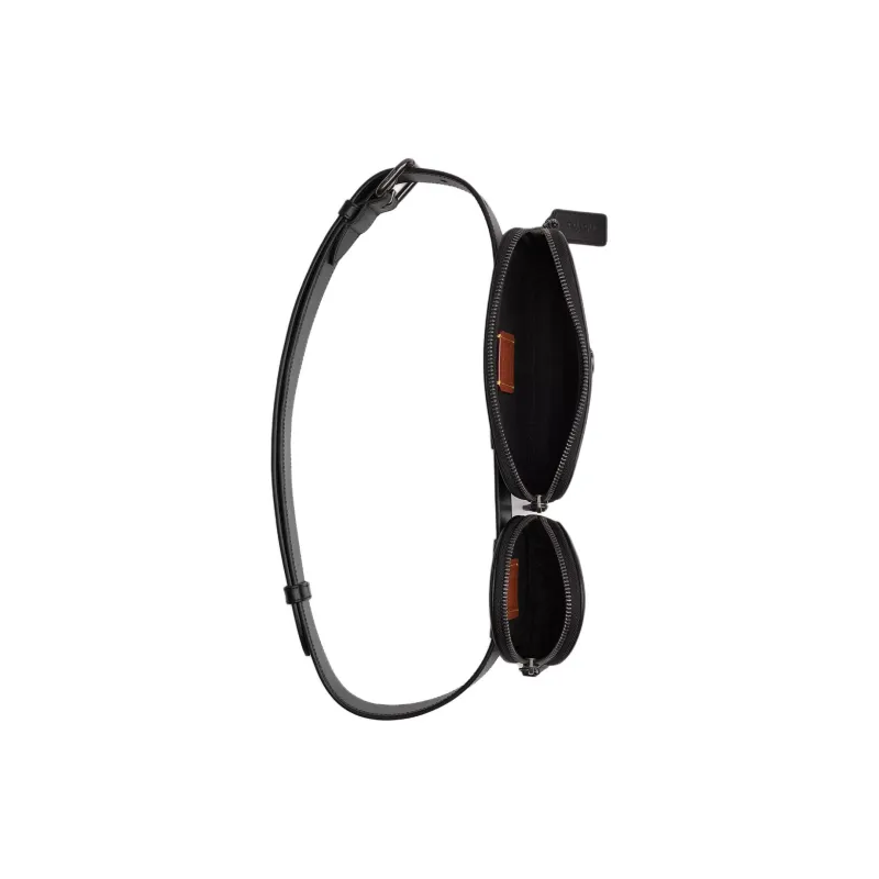 COACH Polished Pebble Texture Leather With Calfskin Fanny Pack Small Size Men's Black-3