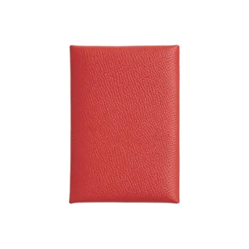 HERMES Epsom Leather Card Holder Mini Women's 9T Capucine Orange Red