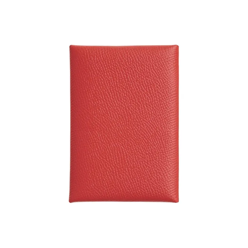 HERMES Epsom Leather Card Holder Mini Women's 9T Capucine Orange Red-0