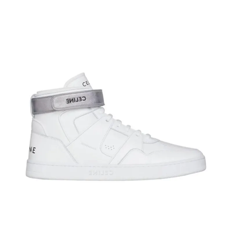 CELINE High Top Stylish Skateboarding Shoes Men's Silver White-1