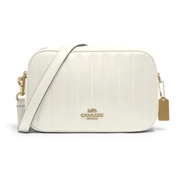 COACH Jes Quilting Leather Camera Bags Shoulder Bag Crossbody Bag Medium Size Women's White