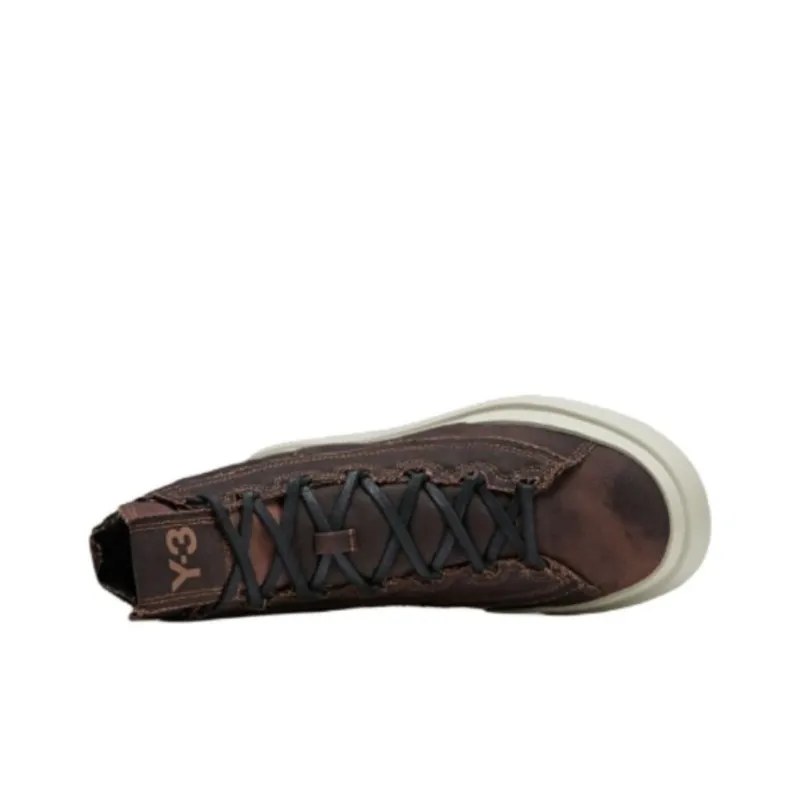 Y 3 Nizza High Top Skateboard Shoes Unisex Brown-3