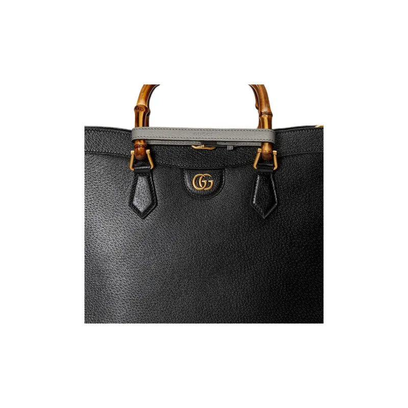 GUCCI Diana Leather Tote Bag Shopping Bag Shoulder Bag Crossbody Bag Handbag Large Size Men's Black-8