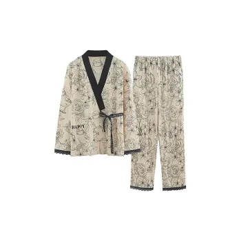 Xiang Ning Pai Pajama Set Women's Apricot