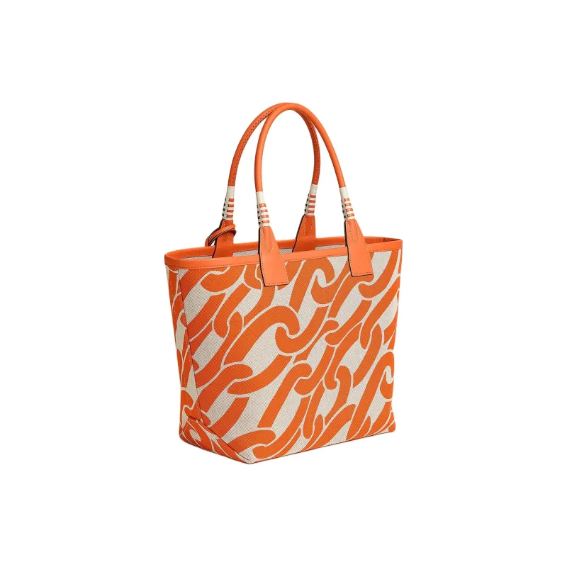 HERMES Steeple H Plume Canvas With Swift Calfskin Tote Bag Shopping Bag Handbag Women's Beige With Natural Accents-2