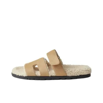 HERMES Chypre Slide Slippers Men's Light Brown