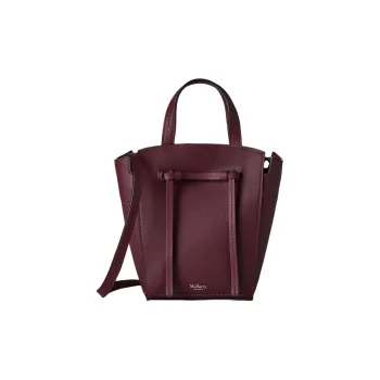 Mulberry Calfskin Tote Bag, Shopping Bag, Shoulder Bag, Crossbody Bag, Handbag Mini Women's Black Cherry